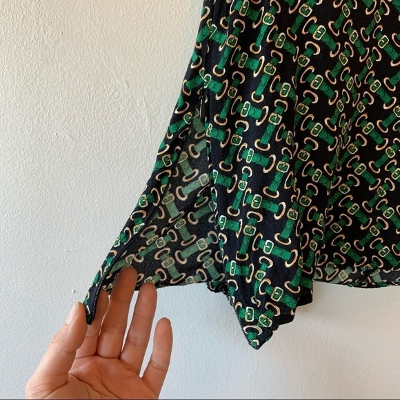 Zara Buckle Chain Printed Long Sleeve Blouse - Picture 2 of 6